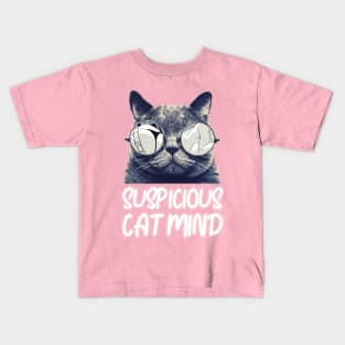 Suspicious Cat Mind Neon Funny Cat Kids T-Shirt